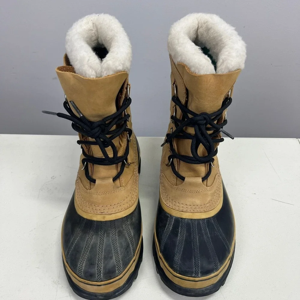Sorel Caribou II Mens Waterproof Winter Snow Boots Size 7 Tan Black NM1000-281